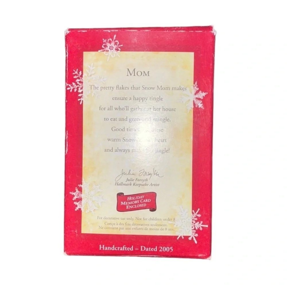 2005 Hallmark Ornament Mom Snowman Christmas Tree Bell Vintage